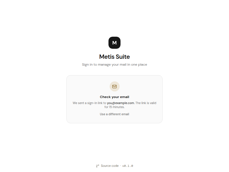The Check your email message after asking for a magic link