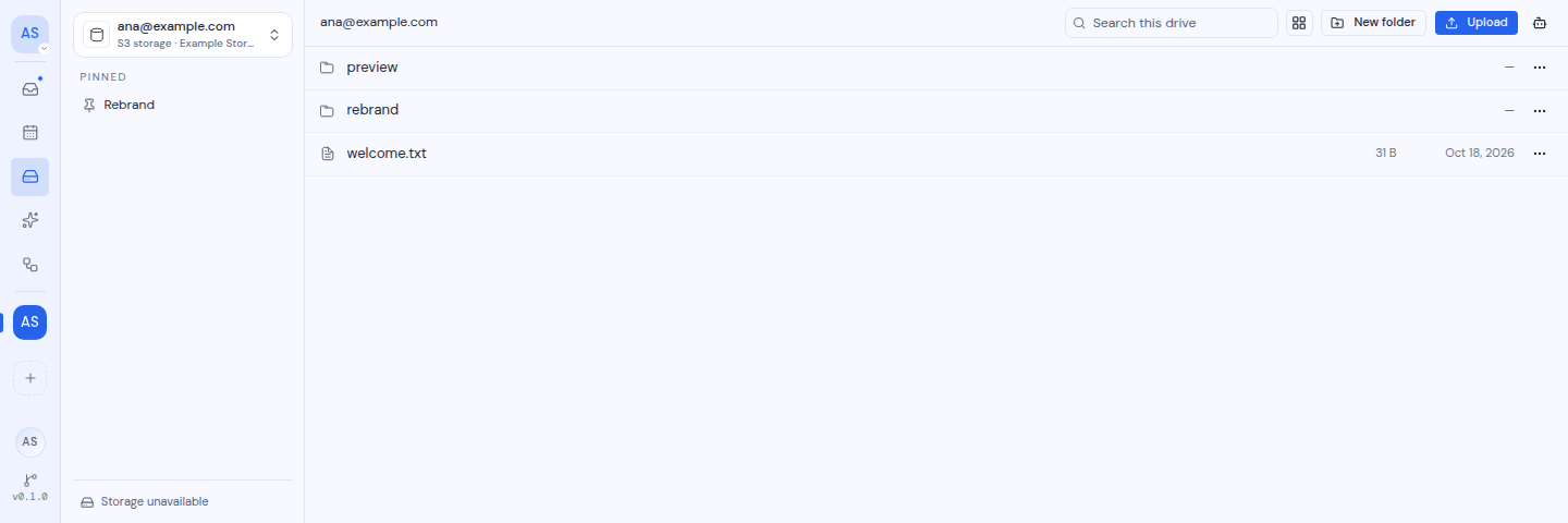 A drive listing its folders and files