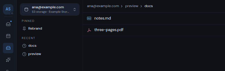 The drive sidebar with the Recent section
