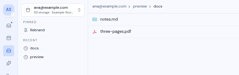 The drive sidebar with the Recent section