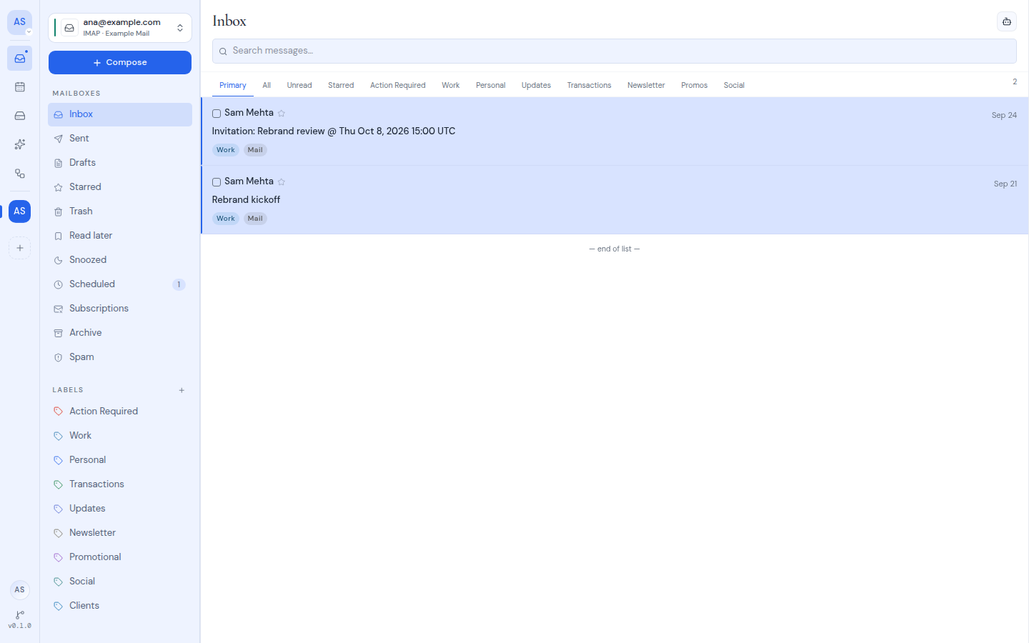 The inbox with the left rail of icons on the far left