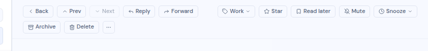 The message toolbar with Reply, Forward, the label button and the actions on the right