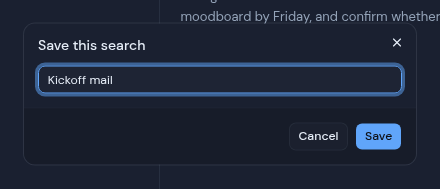 The Save this search dialog with a name filled in