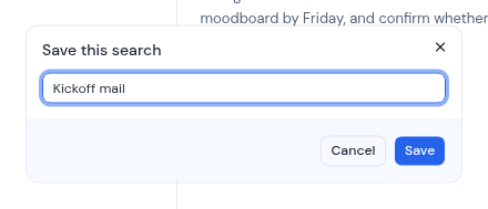 The Save this search dialog with a name filled in